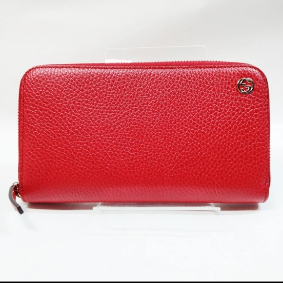 Gucci Vibrant Red Zip-Around Wallet - Picture 1 of 12